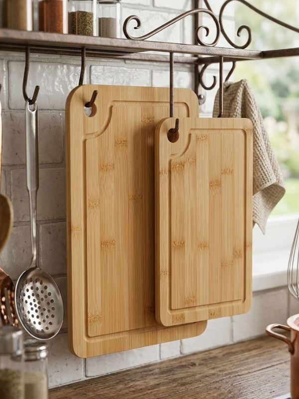 Mucit Home 2’li Bambu Kesme Tahtası Seti Doğal Dayanıklı Mutfak Kesim Tahtası