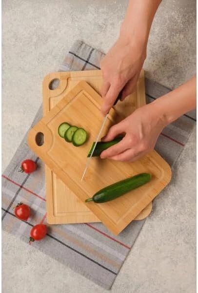 Mucit Home 2’li Bambu Kesme Tahtası Seti Doğal Dayanıklı Mutfak Kesim Tahtası