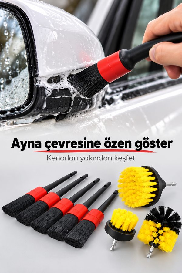 Mucit Home   8 Parça Araç Iç Ve Dış Matkap Ucu Uyumlu Detaylı Bakım Fırça Temizleme Seti
