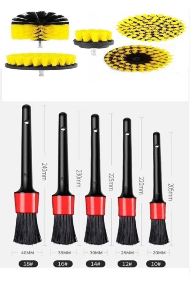 Mucit Home   8 Parça Araç Iç Ve Dış Matkap Ucu Uyumlu Detaylı Bakım Fırça Temizleme Seti