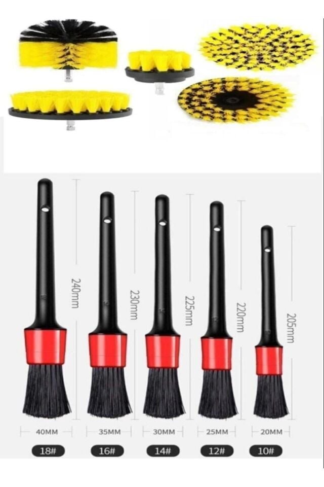 Mucit Home   8 Parça Araç Iç Ve Dış Matkap Ucu Uyumlu Detaylı Bakım Fırça Temizleme Seti