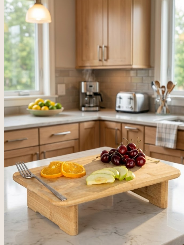 Mucit Home Ayaklı Bambu Dikdörtgen Kesim Tahtası, Kesme Tahtası, Ekmek Tahtası, Et Tahtası, Sebze Tahtası