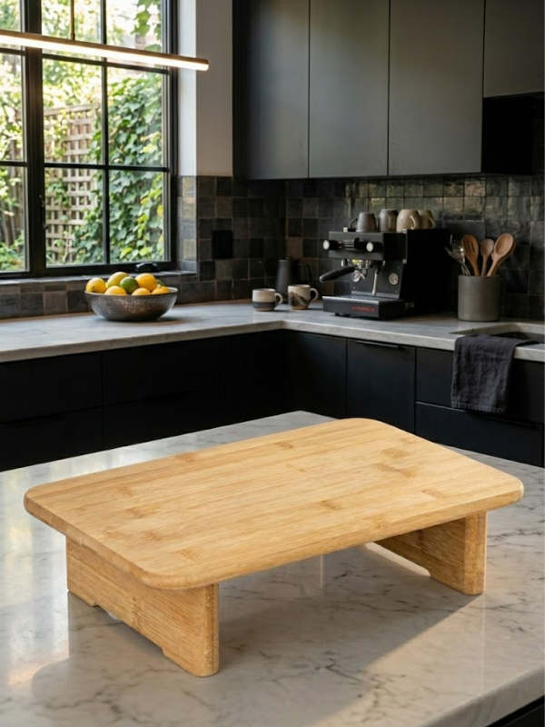 Mucit Home Ayaklı Bambu Dikdörtgen Kesim Tahtası, Kesme Tahtası, Ekmek Tahtası, Et Tahtası, Sebze Tahtası