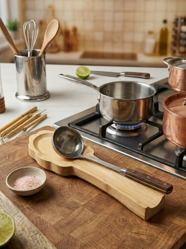 Mucit Home Bambu Çiçek Kaşık Altlığı / Kaşıklık