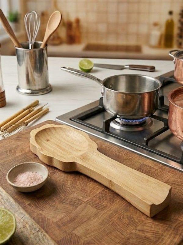 Mucit Home Bambu Çiçek Kaşık Altlığı / Kaşıklık