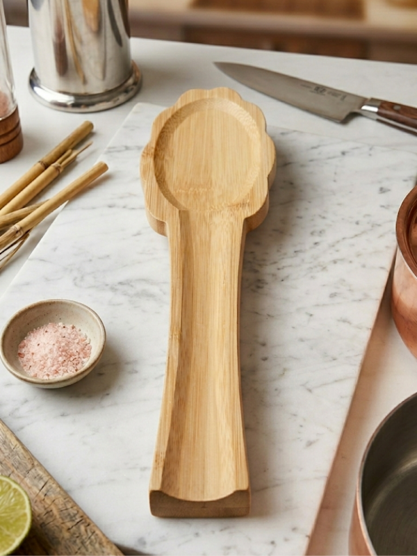 Mucit Home Bambu Çiçek Kaşık Altlığı / Kaşıklık