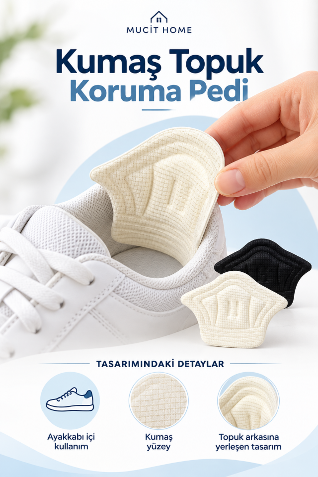 Mucit Home Ortopedik Ayakkabı Vurma Önleyici Topuk Daraltma Kumaş Topuk Koruma Yastığı 1 ÇİFT