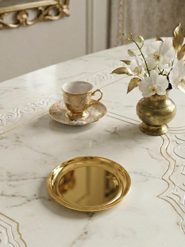 Mucit Home 6 Adet Gold Paslanmaz Çelik Pasta Tatlı Tabağı - Bayramlık Misafir Seti