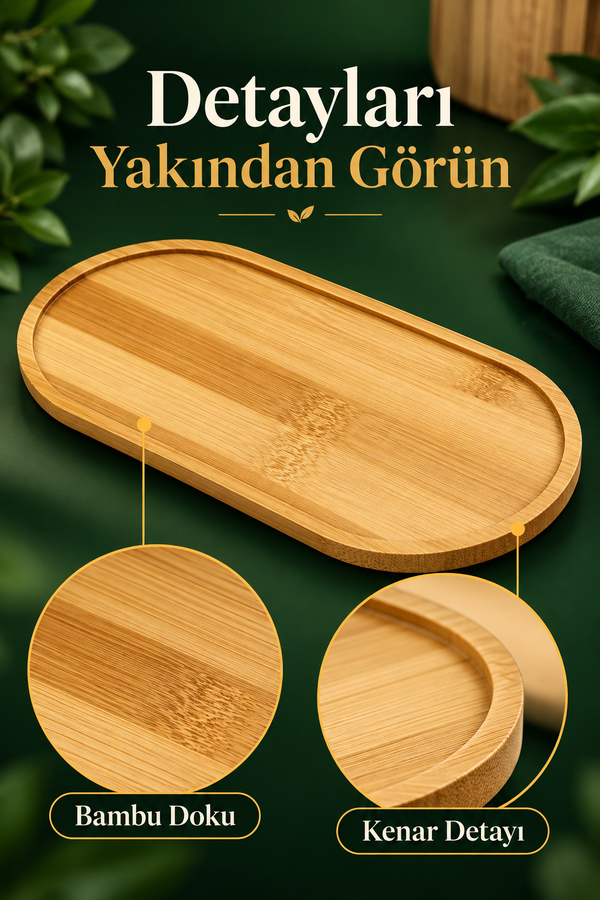 Mucit Home Bambu Oval Sunum Ve Servis Tepsisi - Ahşap Tepsi - Yağdanlık Altlığı