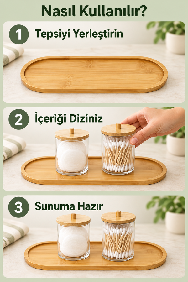 Mucit Home Bambu Oval Sunum Ve Servis Tepsisi - Ahşap Tepsi - Yağdanlık Altlığı