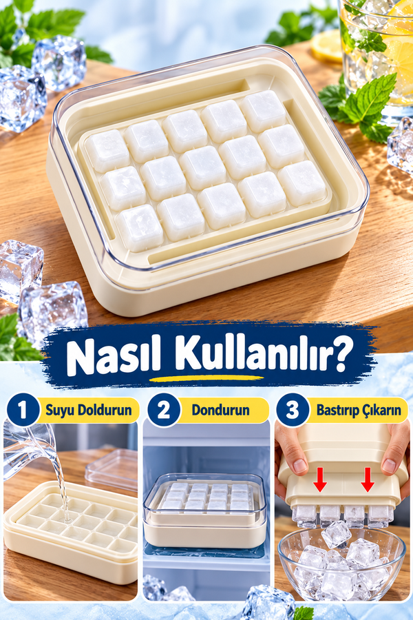 Mucit Home 15 li Buz Kalıbı Otomatik Buz Kalıbı Pratik ve Kolay Buz Hazırlama