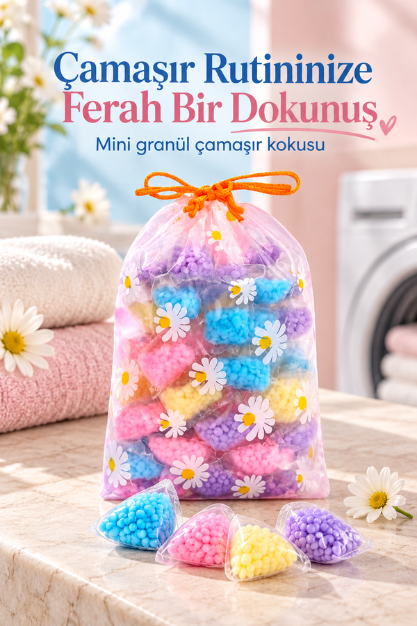 Mucit Home 50 adet Mini Çamaşır Kokusu Granül Çamaşı Parfümü Boncuk Yumuşatıcı (Çeşitli Renkler)