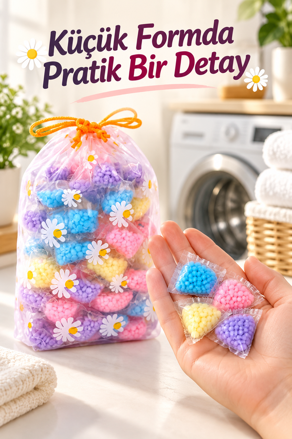 Mucit Home 50 adet Mini Çamaşır Kokusu Granül Çamaşı Parfümü Boncuk Yumuşatıcı (Çeşitli Renkler)