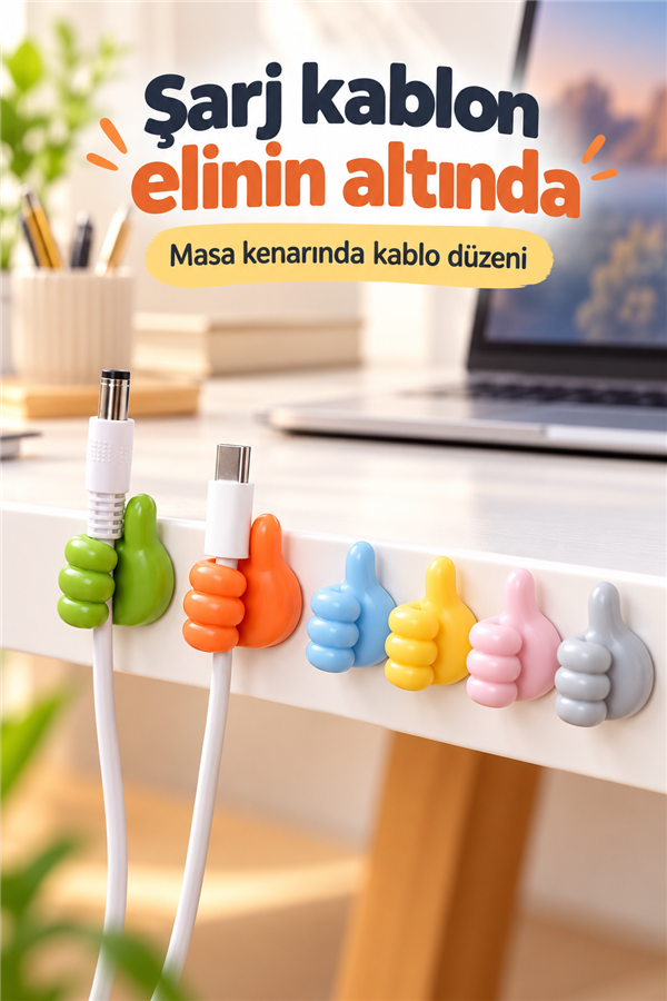Mucit Home 5 Adet Başparmak Kablo Tutucu Yapışkanlı Diş Fırçası Anahtarlık Bitki Dal Tutucu Askı