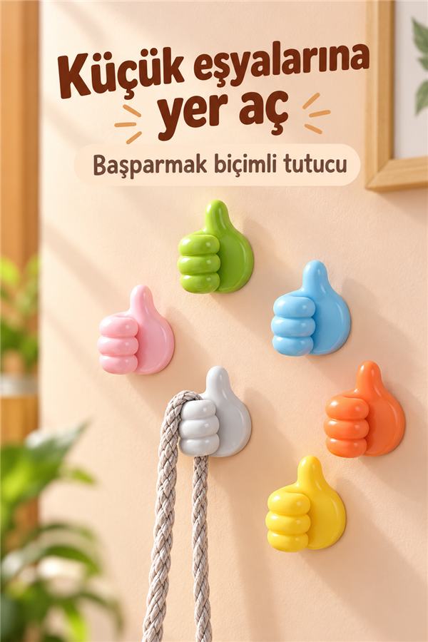 Mucit Home 5 Adet Başparmak Kablo Tutucu Yapışkanlı Diş Fırçası Anahtarlık Bitki Dal Tutucu Askı