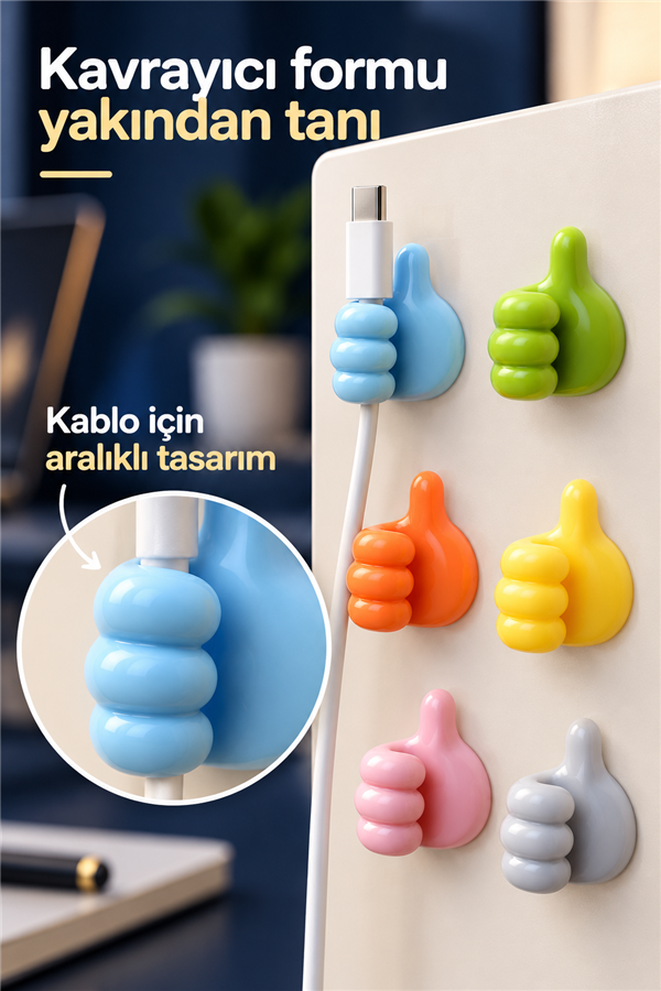 Mucit Home 5 Adet Başparmak Kablo Tutucu Yapışkanlı Diş Fırçası Anahtarlık Bitki Dal Tutucu Askı