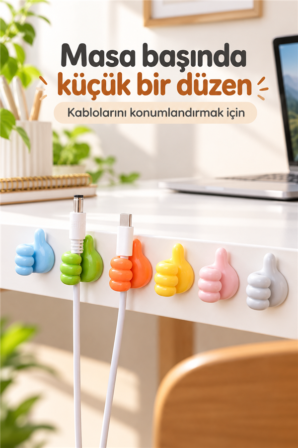 Mucit Home 5 Adet Başparmak Kablo Tutucu Yapışkanlı Diş Fırçası Anahtarlık Bitki Dal Tutucu Askı