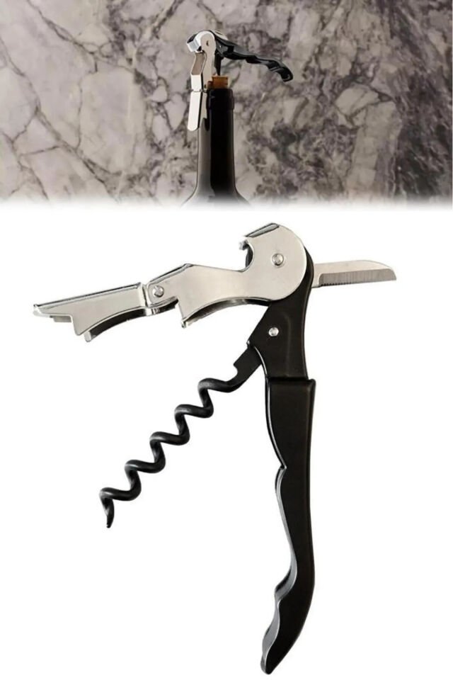 Mucit Home Profesyonel Tirbüşon Pratik Sağlam Garson Tip Açacak Kesici Tirbuşon