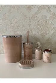 Mucit Home  5 Parça Krem Gümüş  Akrilik Banyo Seti