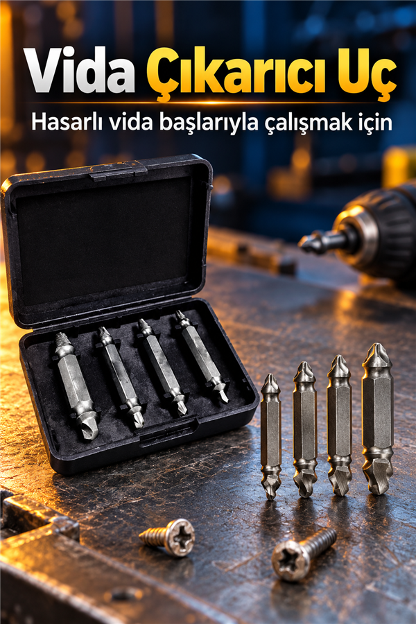 Mucit Home Hasar Görmüş Vida Çıkarıcı Hasarlı Yalama Olmuş Vida Matkap Ucu Sökücü Pratik Sökme Takımı Kutulu