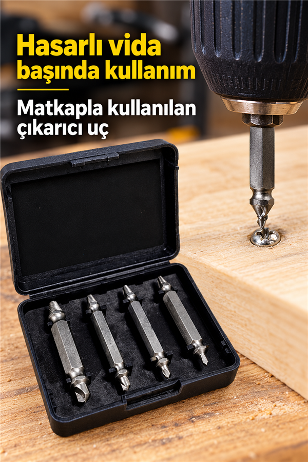 Mucit Home Hasar Görmüş Vida Çıkarıcı Hasarlı Yalama Olmuş Vida Matkap Ucu Sökücü Pratik Sökme Takımı Kutulu