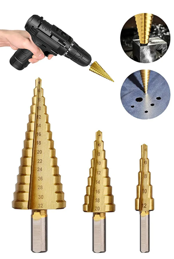 Mucit Home 3 Lü Kademeli Matkap Ucu Sac Delme Seti 3 Parça Kademeli Uç