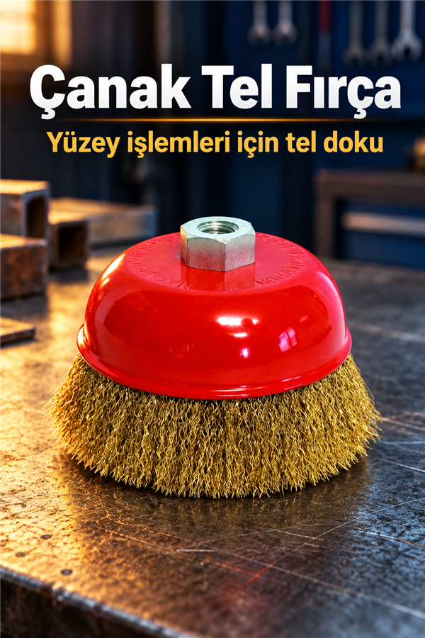 Mucit Home Çanak Vidalı Dalga Telli Fırça 75mm Saçaklı Çelik Çanak Tel Fırça Matkap Ucu Pas Boya Sökücü
