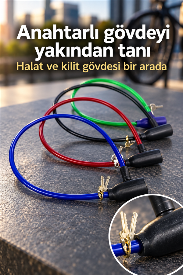Mucit Home Bisiklet Halat Zincir Kilidi Çelik Kilit Çap 10 mm Ø Çalınmayı Önle Güvenlik 1 Adet