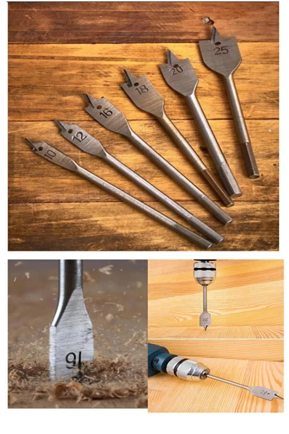 Mucit Home 6 Parça Matkap Uçuna Takılan Tahta Ahşap Oyma Ağaç Delici Yaprak Seti Panç Yaprak Punch Kelebek Panç