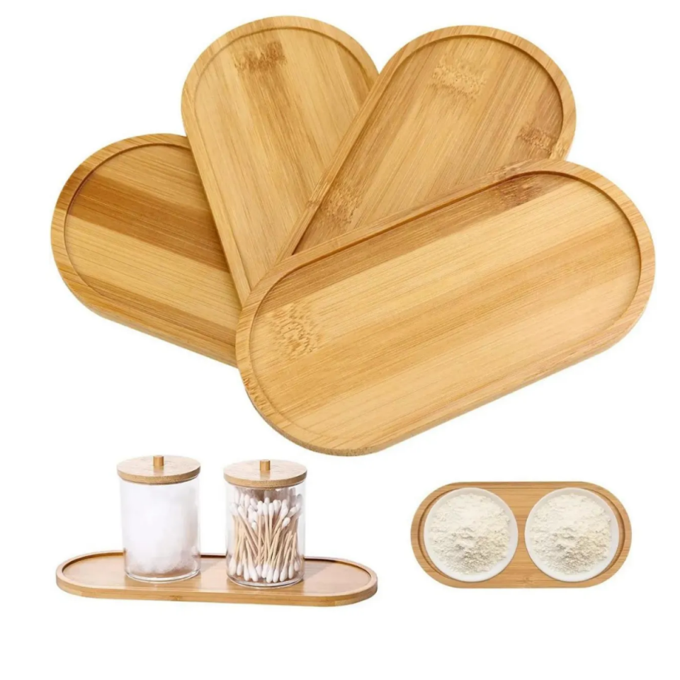 Mucit Home   Bambu Oval Sunum Ve Servis Tepsisi - Ahşap Tepsi - Yağdanlık Altlığı