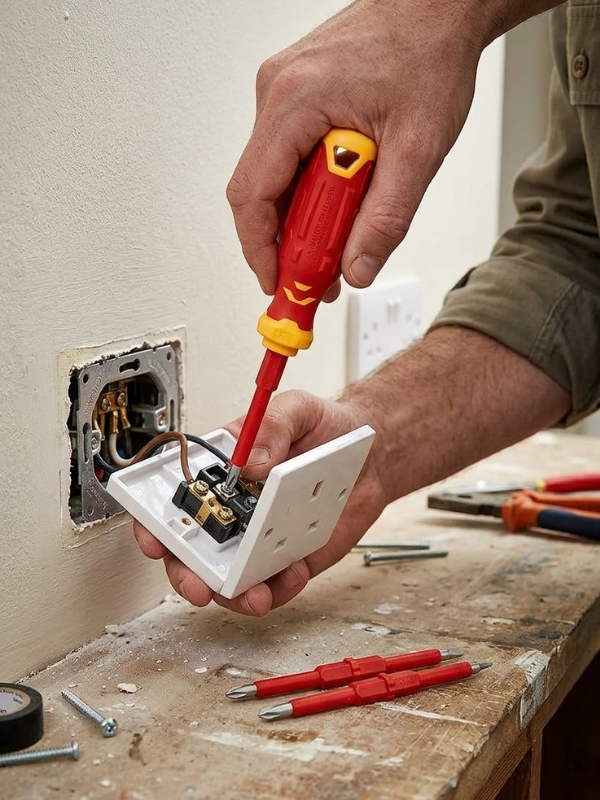 Mucit Home 4 Parça İzoleli Elektrikçi Tornavida Seti Mıknatıslı Yıldız Düz Tornavida Set Tak Çıkar