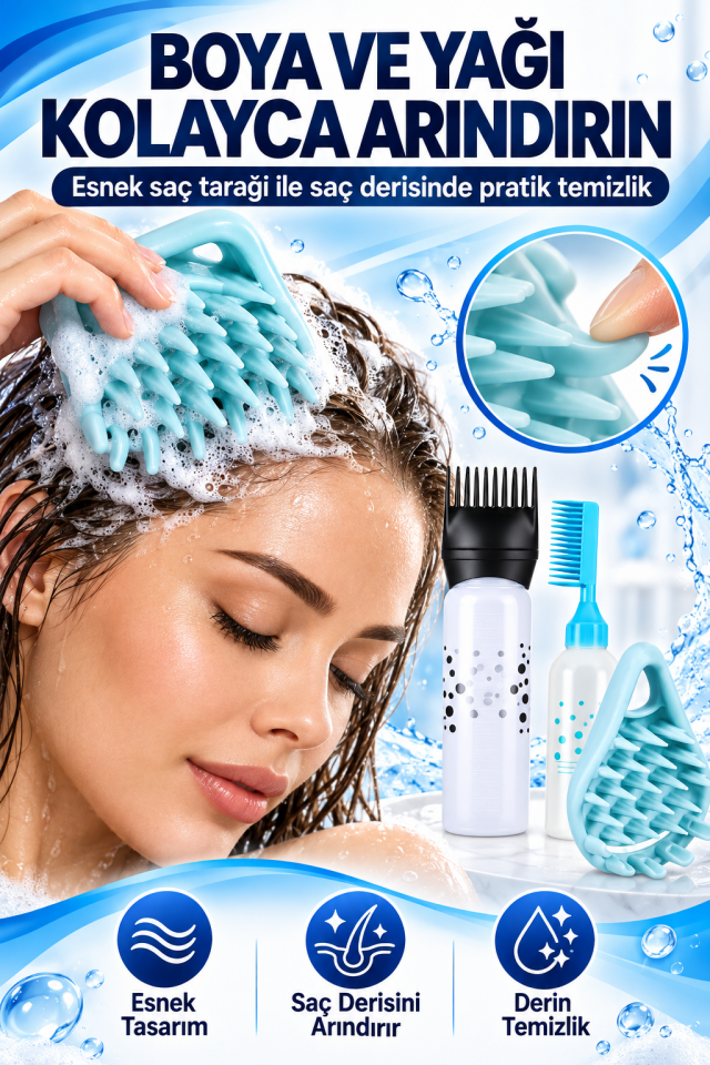 Mucit Home Taraklı Saç Boyama Şişesi Ve Boya Arındırıcı Esnek Saç Tarağı