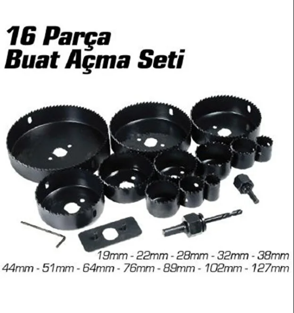 Mucit Home 16 Parça Buat Açma Seti Kutulu Panç Seti Kartonpiyer Sunta Alçıpan Delici Testere Takımı