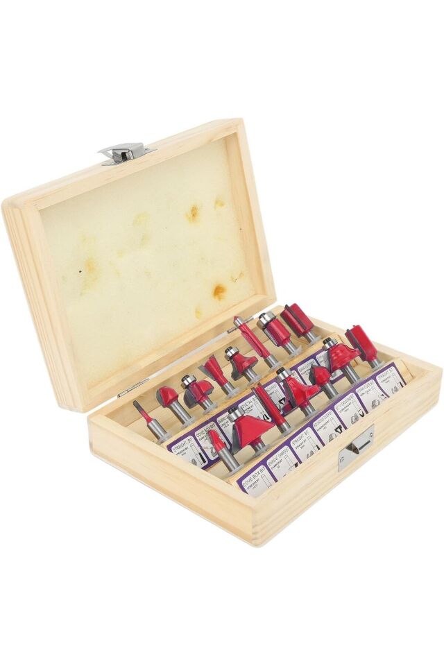 Mucit Home 12 Parça Freze Uç Takımı Ahşap Oyma Ağaç Delme Özel Ahşap Çantalı Set 6 mm