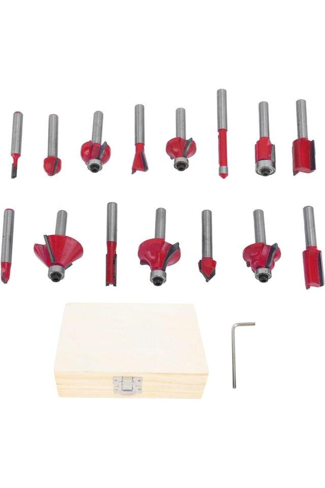 Mucit Home 12 Parça Freze Uç Takımı Ahşap Oyma Ağaç Delme Özel Ahşap Çantalı Set 6 mm