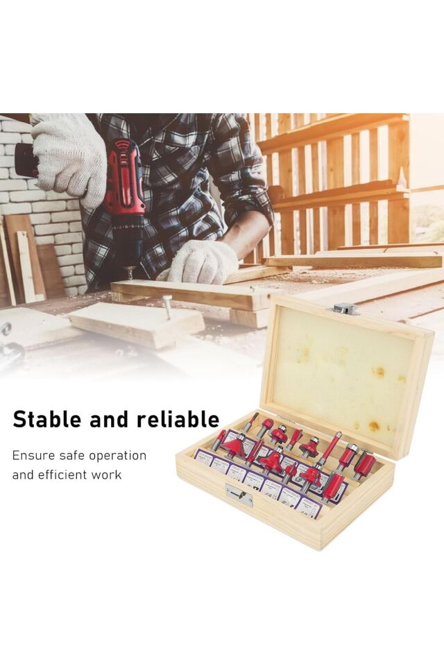 Mucit Home 12 Parça Freze Uç Takımı Ahşap Oyma Ağaç Delme Özel Ahşap Çantalı Set 6 mm