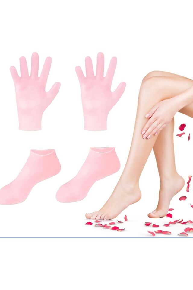 Mucit Home 2’li Bakım Seti Silikon Ayak Bakım Çorabı & El Peeling Eldiveni – Ultra Esnek