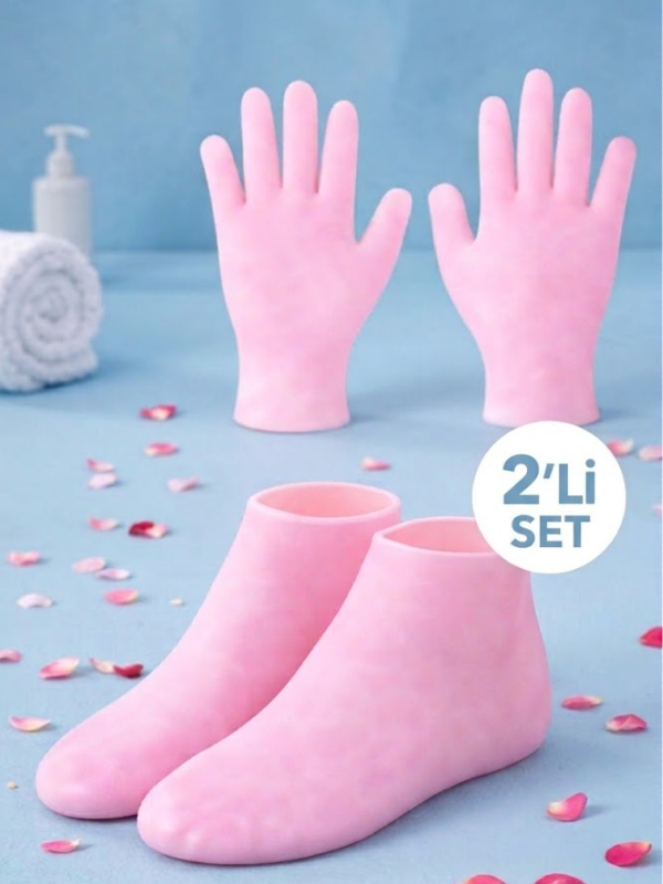 Mucit Home 2’li Bakım Seti Silikon Ayak Bakım Çorabı & El Peeling Eldiveni – Ultra Esnek