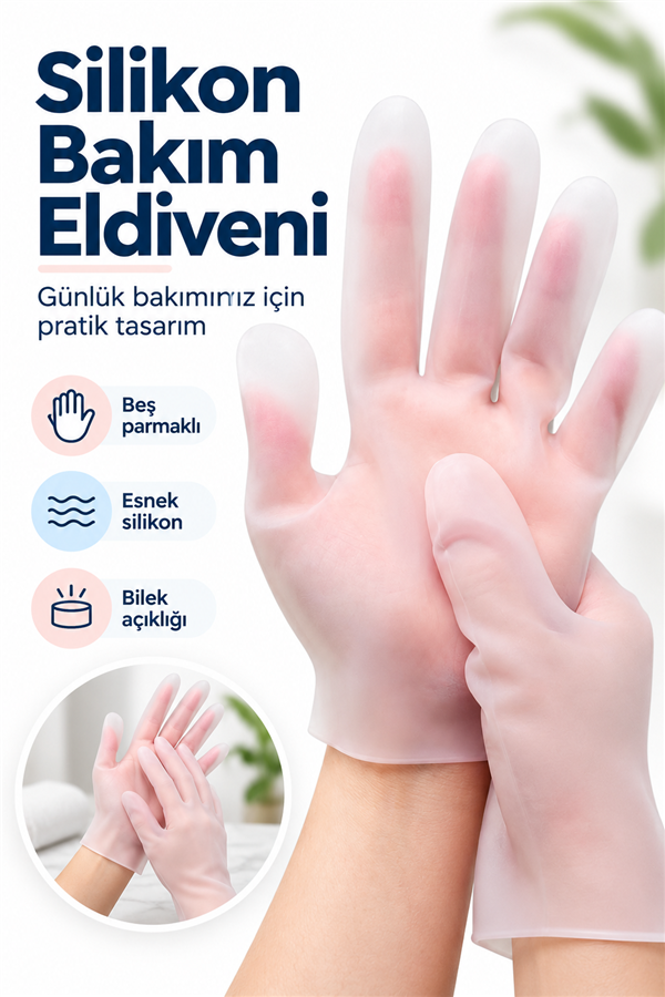 Mucit Home Ultra Esnek Silikon Bakım Eldiveni Nemlendirici Ve Çatlama Önleyici