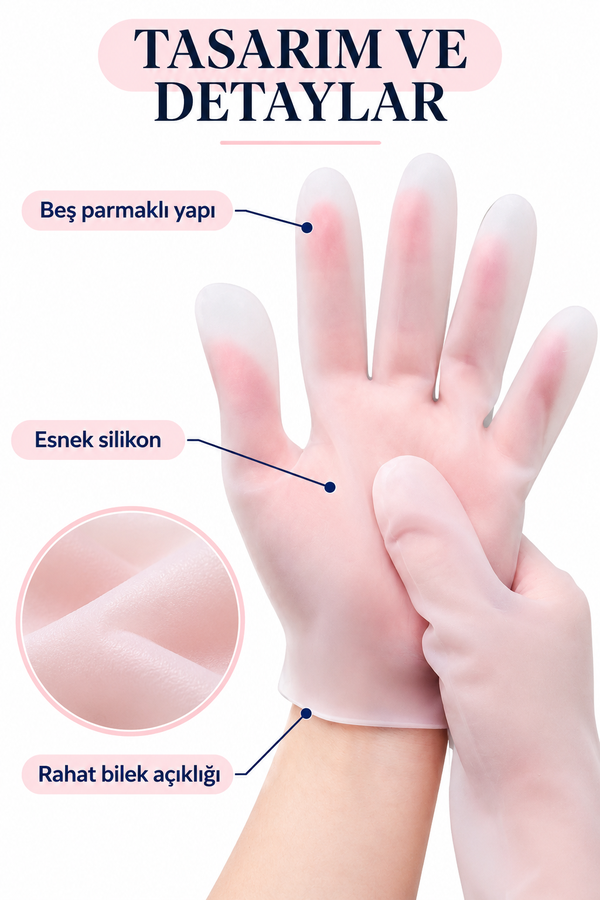 Mucit Home Ultra Esnek Silikon Bakım Eldiveni Nemlendirici Ve Çatlama Önleyici
