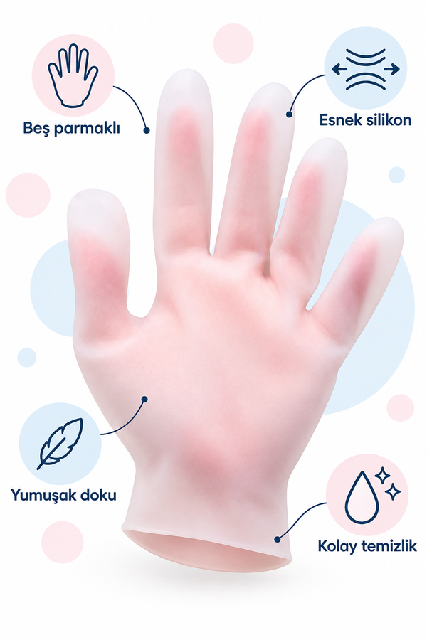 Mucit Home Ultra Esnek Silikon Bakım Eldiveni Nemlendirici Ve Çatlama Önleyici