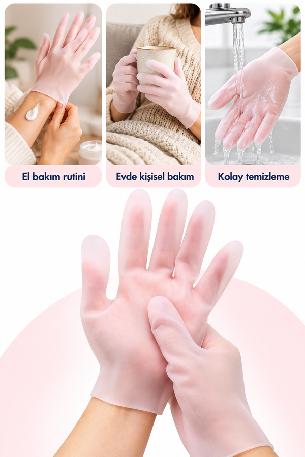 Mucit Home Ultra Esnek Silikon Bakım Eldiveni Nemlendirici Ve Çatlama Önleyici