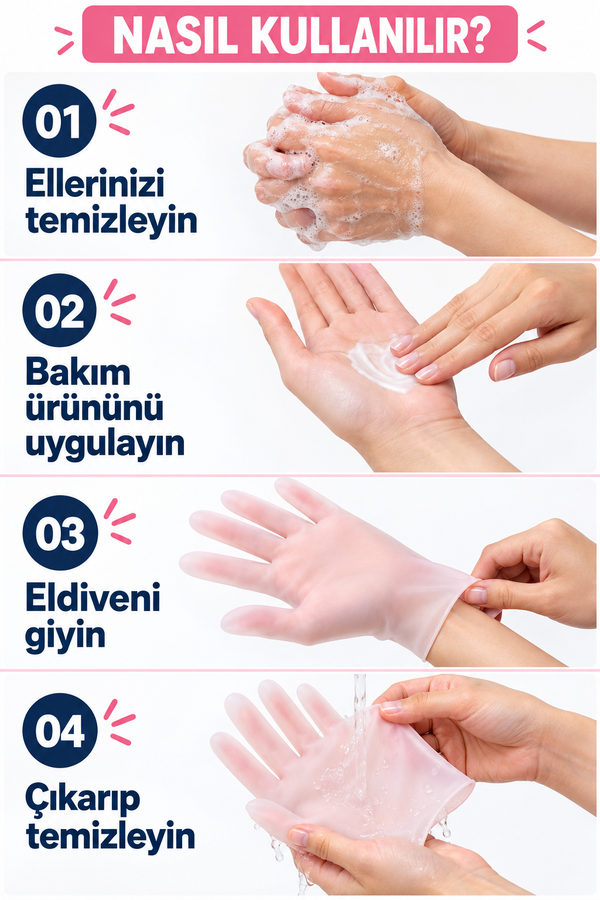 Mucit Home Ultra Esnek Silikon Bakım Eldiveni Nemlendirici Ve Çatlama Önleyici