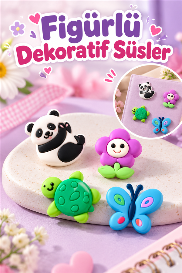 Mucit Home 4 Adet Çocuk Dolap Sticker Defter Süsü Çok Amaçlı Slikon Sticker Çok Kullanımlı Yüzlerce Model