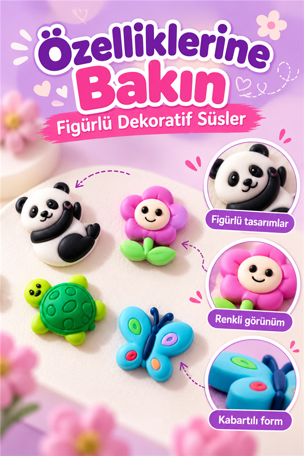 Mucit Home 4 Adet Çocuk Dolap Sticker Defter Süsü Çok Amaçlı Slikon Sticker Çok Kullanımlı Yüzlerce Model