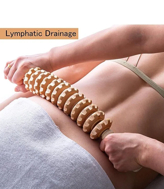 Mucit Home KAVİSLİ Ahşap Masaj Merdanesi Bel Boyun Sırt Bacak Masaj Aleti Selült Giderici 1.Kalite