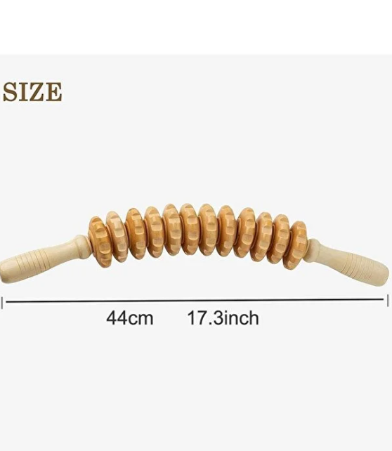Mucit Home KAVİSLİ Ahşap Masaj Merdanesi Bel Boyun Sırt Bacak Masaj Aleti Selült Giderici 1.Kalite