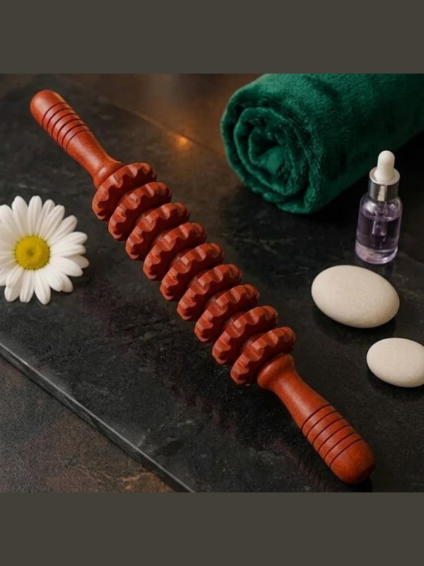 Mucit Home KİREMİT Ahşap Masaj Merdanesi Bel Boyun Sırt Bacak Masaj Aleti Selült Giderici 1.Kalite