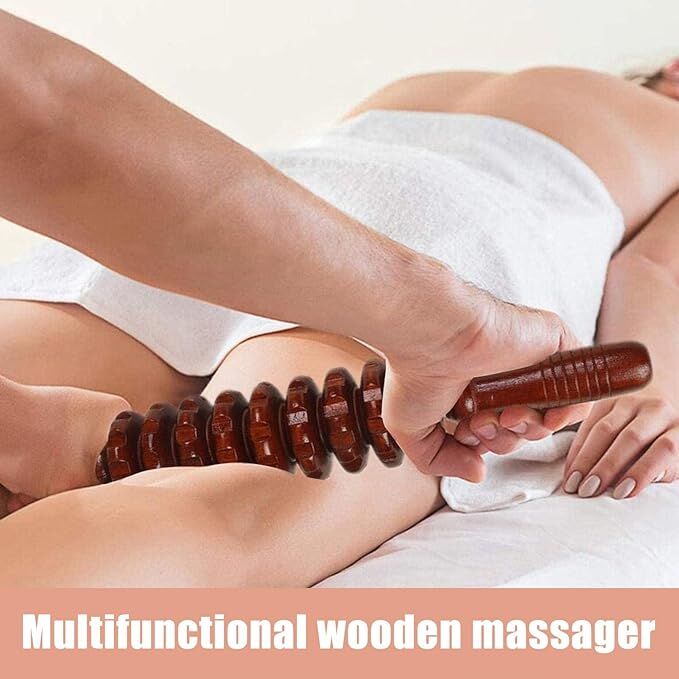 Mucit Home KİREMİT Ahşap Masaj Merdanesi Bel Boyun Sırt Bacak Masaj Aleti Selült Giderici 1.Kalite