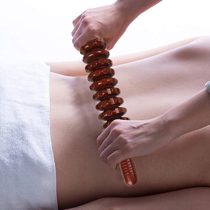 Mucit Home KİREMİT Ahşap Masaj Merdanesi Bel Boyun Sırt Bacak Masaj Aleti Selült Giderici 1.Kalite